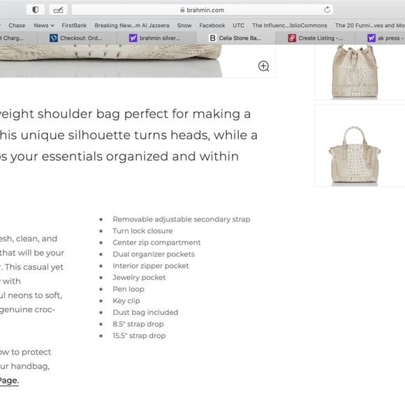 Brahmin Silver Celia Bag with Pecan trim and orange piping. - Picture 13 of 14